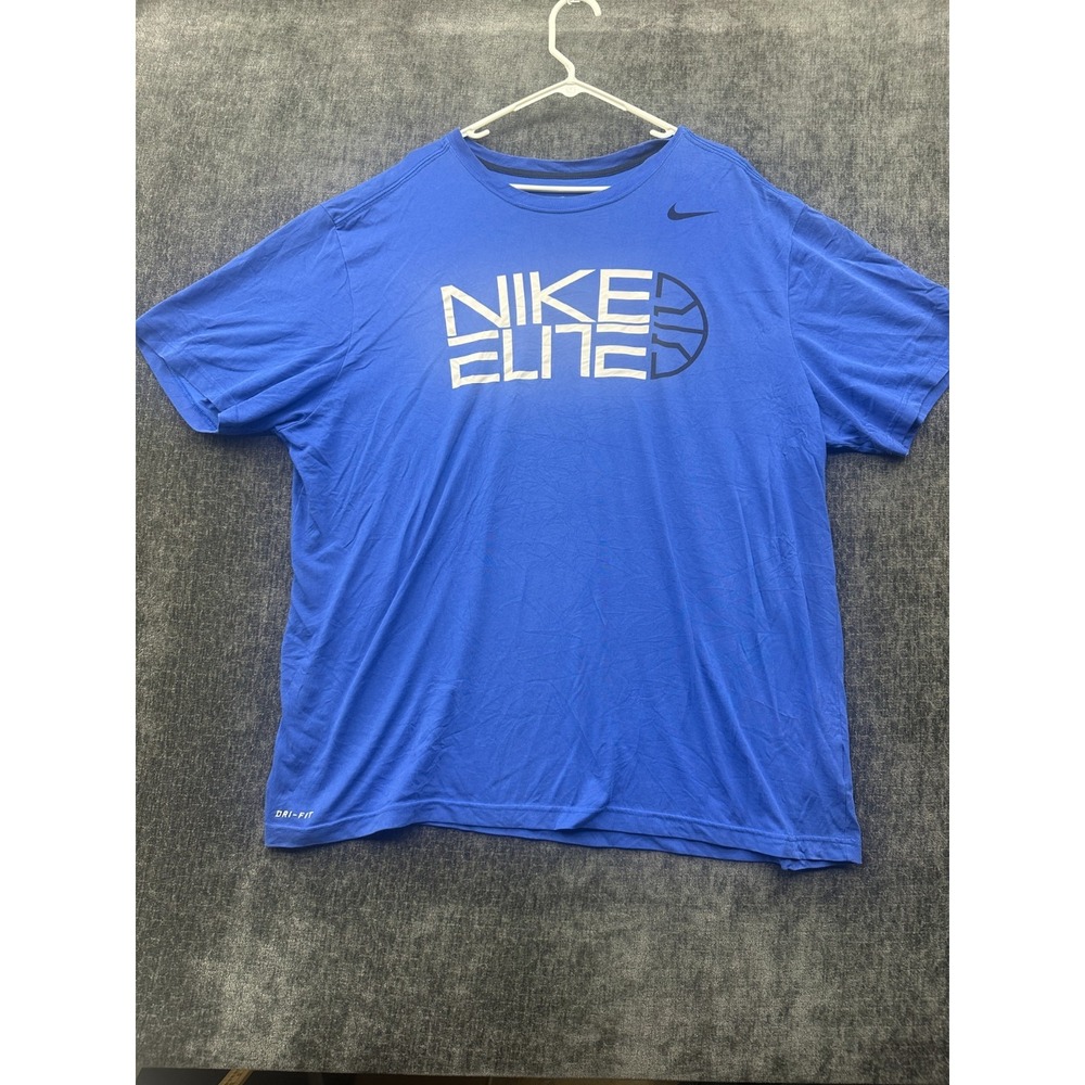 Nike Elite Dri-Fit T-Shirt Mens 3XL Blue Graphic Cotton Short Sleeve Casual